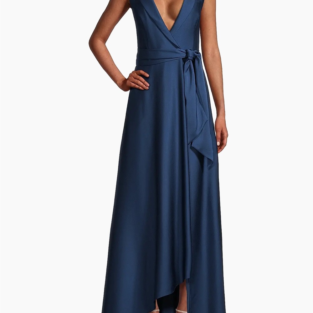 Aidan Mattox Navy High Low Dress